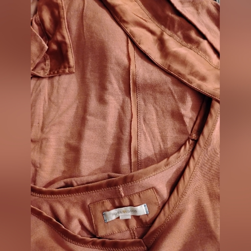 Anthropologie Pure+Good Peach Melon Swing Top Satin Edged Size XL